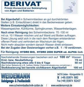 Derivat, Algenvernichtungskonzentrat, sorgt für klares Wasser.