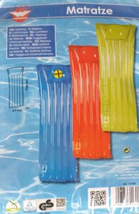 Luftmatratzen aufblasbar rot, blau oder gelb ca 67 x 168 cm