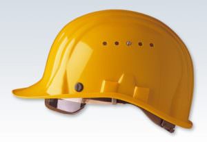 <span style="color: #000080; font-size: 14px; font-family: Arial Fett round;">Schutzhelm ausThermoplast HDPE, Hochdruck-Polyethylen mit heruntergezogenem Nackenteil und Regenrinne. 6-Punkt Gurtband mit Schweißband Natur-Leder. Steckschlitz 16 mm zur Aufnahme für klappbarem Gesichtsschutz.</span>